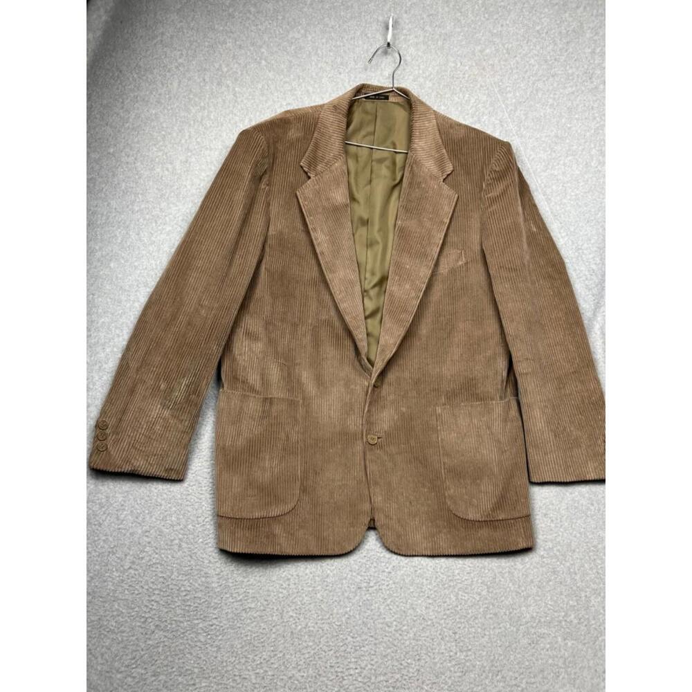 Members Only Corduroy Brown Blazer Coat Mens 44 L Casual Winter Classic Holiday